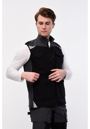 Uniprom Yelek Likralı Madrid Model 10 Cepli Yazlık Siyah