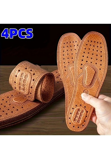 Fochsia 4 Parça 2 Çift Eu43 Doğal Deri Ayakkabı Astarı Ter Koku Önleyici Esnek Tabanlık