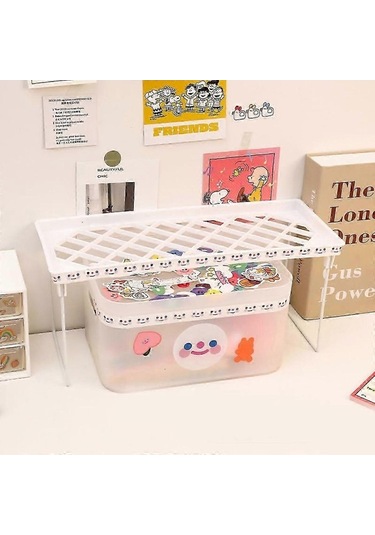 Fortunelane Masaüstü Katlanabilir Raf Yerden Tasarruf Sağlayan Ev Masası Depolama Katmanlı Raf Ev Ofis Okul Küçük, 34x14x16cm