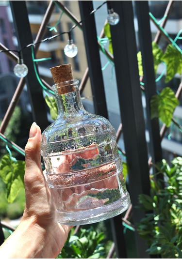 1 Adet Cam Su Şişesi 0,50 Ml Damacana Mantar Kapaklı 500 Ml Yağda