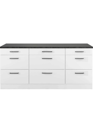 Samba Mutfak 9 Çekmeceli Alt Modül 200 Cm - Çok Amaçlı Dolap -tezgah Dahil Antrasit