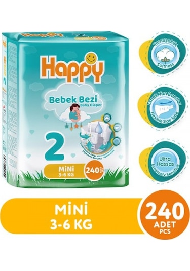 Happy Bebek Bezi Mini 2 No 60 Lı X 4 Adet PKT.HAPPY.078 2 Numara 4'lü