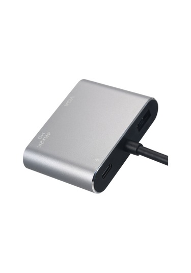 Samdoo Usb-c'den Usb-c/usb 3.0/vga/hdmı'ye Dönüştürücü, 4'ü Bir Arada, Gri, 100w Şarj, 4k Vga Çıkışı, Usb 3.0 Veri Transferi