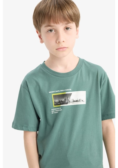DeFacto Erkek Çocuk Bisiklet Yaka Baskılı Kısa Kollu Tişört F1026A825SMGN758