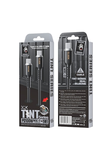 Wk Wdc-11 100w Usb-c / Tip-c Usb-c / Tip-c Silikon Veri Kablosu, Uzunluk: 1.2m Siyah