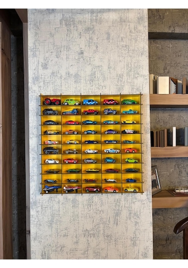 Oyuncak Araba Rafı Mobilya Sarı