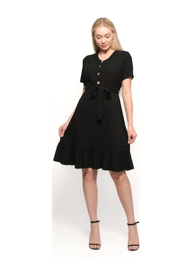 Kadın Önden Düğme Detaylı Yazlık Midi Elbise 4437/105 001