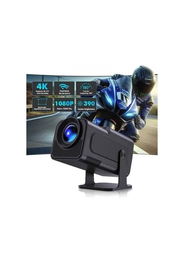 Android Projeksiyon Siyah Taşınabilir Sinema Projektörü 4k 1080p Ev Sineması Bluetooth