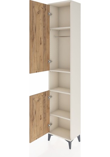 Arges Dolap 4 Raflı 2 Kapaklı Tek Askılı 44x30x221 Aytaşı-çam Aytaşı