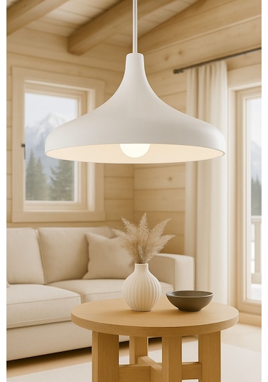 Aura Metal Tekli Beyaz Sarkıt Avize Retro Rustik Model Avize