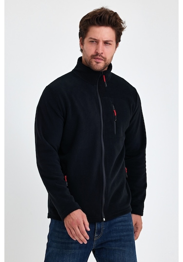 Monox Erkek Outdoor Fermuarlı Polar Ceket Siyah