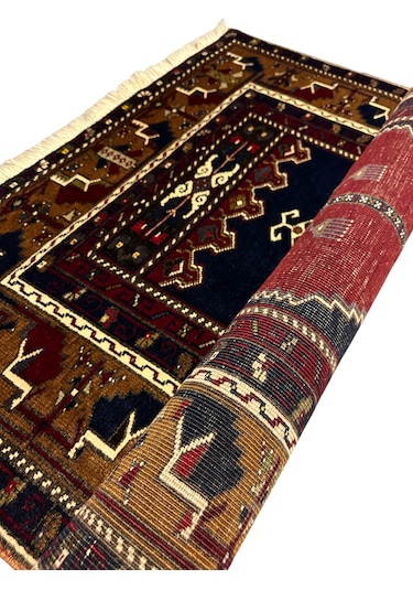 El Dokuma Yahyalı Namazlık 105x160 Kök Boya Yün Seccade