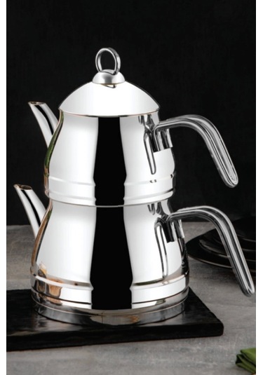 Özlife Roma Aile Boyu Çaydanlık Takımı Sade 1 Lt / 2 Lt - 1016 Gri