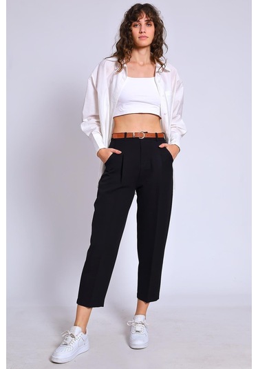 Fast Perry Kemerli Pantolon - Siyah