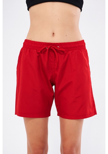 Fantasy Kadın Kırmızı Cepli Hızlı Kuruyan Deniz Şortu Edy6110k Kırmızı