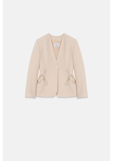 Thalure Kadın Krem Beli Bağcıklı Blazer