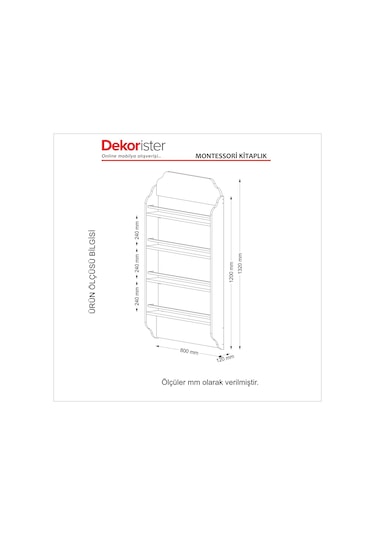 Dekorister Exclusive Montessori Kitaplık Beyaz