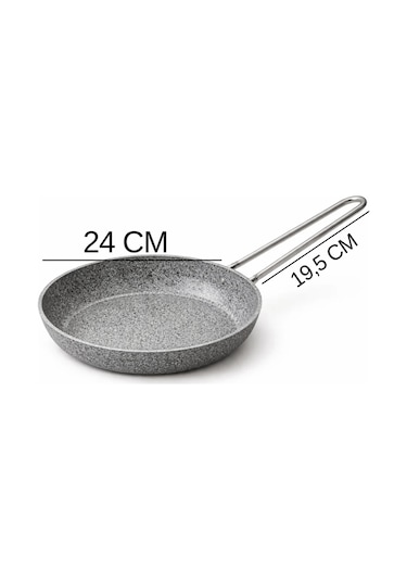 Stone-h 24 Cm Çizilmez Yanmaz Yapışmaz Tava Gri