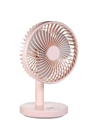 Fastbuy Pembe Usb Şarjlı Masaüstü Fan - 4 Hızlı, Süper Sessiz, Manuel Ayarlanabilir Dijital Ekranlı Pembe