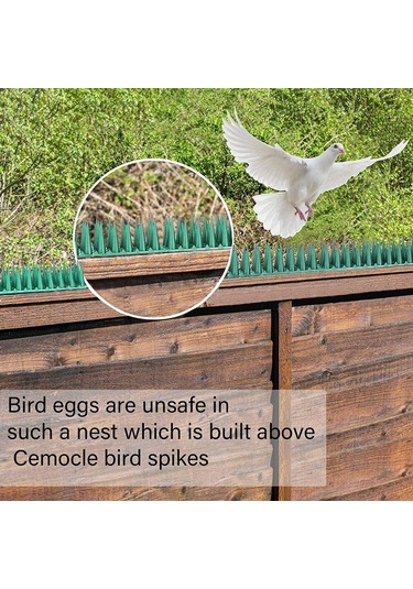 Moveevo 10 Adet Yeşil Plastik Kuş Engel Spikesi - 36 Cm Bahçe, Tavan, Pencere Koruyucu Uygulama