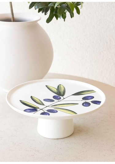 The Mia Olivos Ayaklı Servis Tabağı 10x26 Cm Çok Renkli