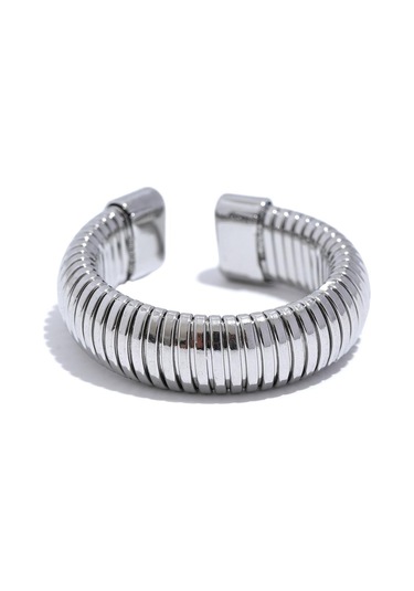 Gümüş Eetit Moda Paslanmaz Çelik Yuvarlak Elastik Açık Halka 2023 Minimalist 18k Pvd Kaplama Metal Klasik Doku Takı Anillo Bijoux Gümüş