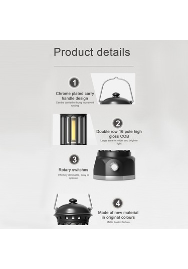 Şarj Edilebilir Akülü Kamp Lambası Kademesiz Karartma Kırmızı Kızıl