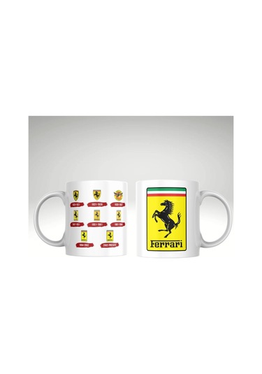 Applucky Ferrari Logo Tarihçesi Baskı Kupa Bardak Beyaz