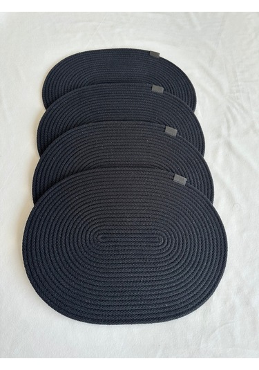 Jüt Amerikan Servis Sofra Altlığı, Masa Dekoru Supla Oval 30x40 4lü Siyah