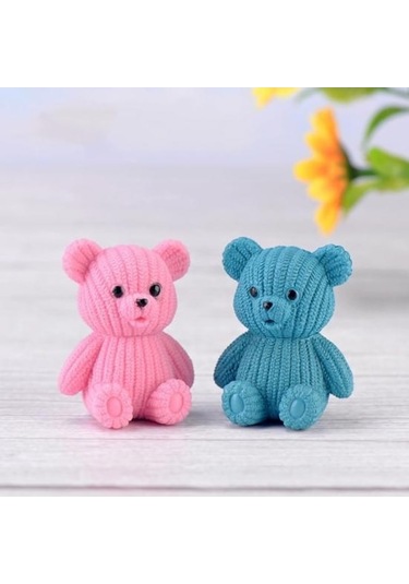 Novahub Gri Güzel Ayı Hayvan Heykelcik El Sanatları Dıy Minyatür Peri Bahçe Tesisi Bonsai Dekor