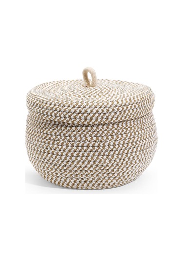 Mutfak, Banyo Ve Ev İçin Halat Hasır Sepet 17x21 Cm Kapaklı Saklama Sepeti Honeypot Bej - Kırçıl