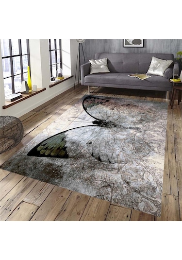 Doğuş 3Boyutluhalı 3D 739 Kelebek Kaymaz Halı 100X140 Cm