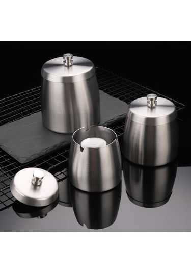 Reedark Paslanmaz Çelik Kapaklı Kişiselleştirilebilir Portatif Küllük, 400g Ağırlık, Dayanıklı Ve Şık Ev Aksesuarı.