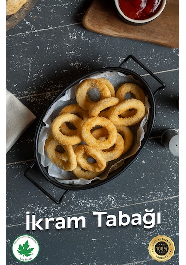 Azalea İkram Tabağı / Tepsisi Tel Kulplu Siyah