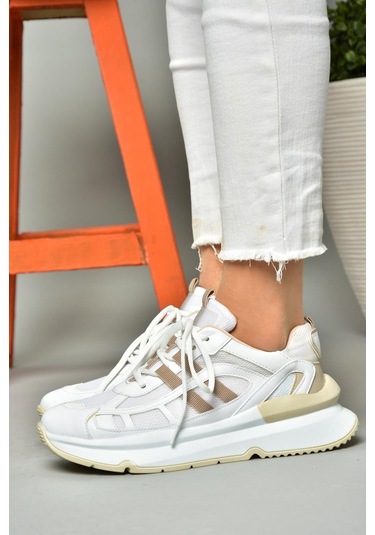 Fox Shoes S973017604 Beyaz/vizon Kumaş Sper Ayakkabı Sneakers Beyaz - Vizon