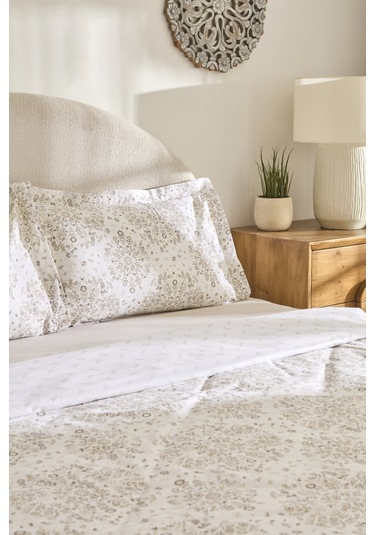 Kaşmir Home Grasy %100 Pamuk Çift Kişilik Nevresim Takımı Bej Bej