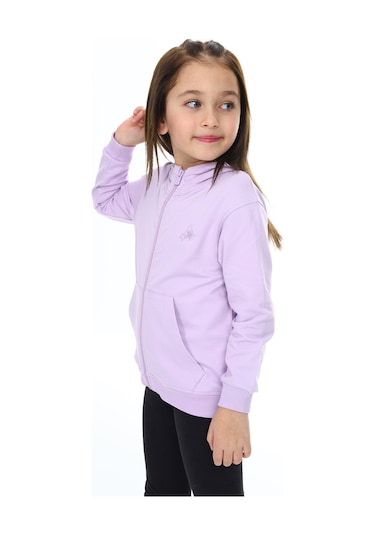 Toontoy Kız Çocuk Nakışlı Hırka Lila