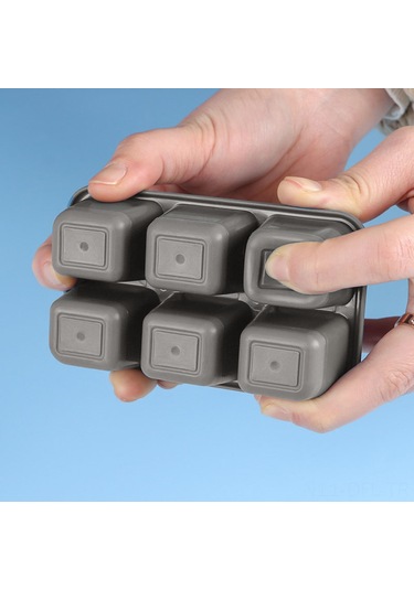 Dofolink Gri Silikon Buzluk 6 Bölmeli Kapaklı, Yemek Kalitesi Materyal, Kolay Çıkarım, Ev/barda Kullanım - 1 Adet Çok Renkli