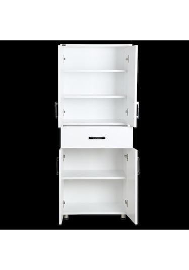 Çok Amaçlı Dolap Model Hard Parlak BEYAZ Suntalem 4Raf 1Çekmece 180 El Yapım Beyaz