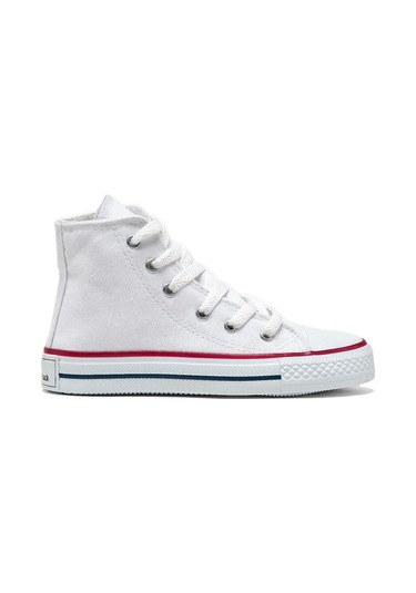 Rahat Kalıp Bağcıklı Uzun Çocuk Unisex Beyaz Spor Ayakkabı Tbh1426 Beyaz