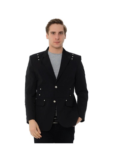 Sposo G-125 İki Düğme Tek Yırtmaç Yarım Astar Sİyah Erkek Ceket Siyah