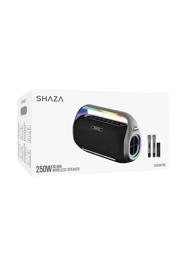 Shaza SS4504/BK 250W Ses Çıkışı Mikrofonlu Taşınabilir Bluetooth Hoparlör