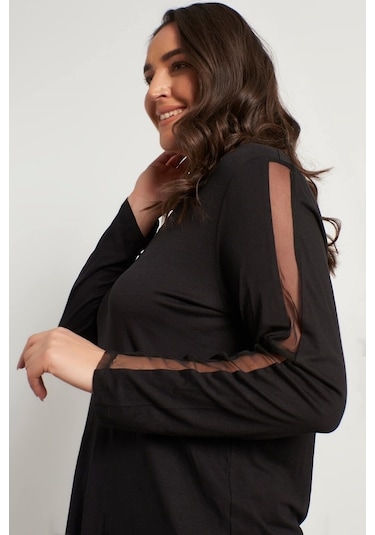 Myline Kadın Kolları File Detaylı Bluz 45742 Siyah