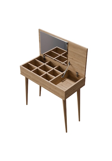 2222 Flora Düşer Kapaklı Aynalı Ahşap Ayaklı 80cm Makyaj Masası