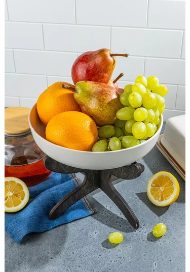 H&t Wood Sıcak Yemekler İçin Ayaklı Servis Tabağı Altında 1 Adet 257576293 Koyu Kahverengi