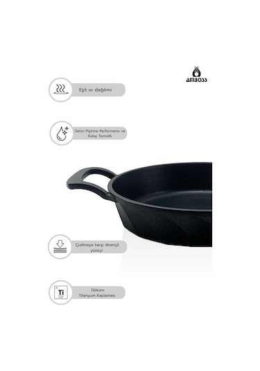 4 Parça Süper İkili Döküm Tava Sahan Seti Siyah