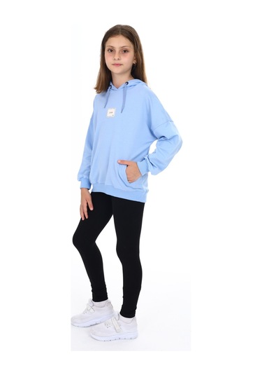 Toontoy Kız Çocuk Armalı Taytlı Takım Mavi