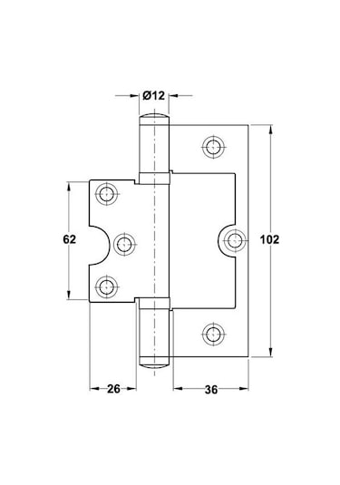 Hafele Kelebek Paslanmaz Çelik Menteşe 201 102x74x2.5mm
