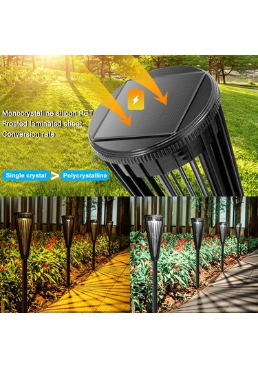 Cbtx Ds129 4 Adet Güneş Enerjili Açık Bahçe Işık Su Geçirmez Çim Lambası Avlu Dekorasyonu - Siyah Diğer