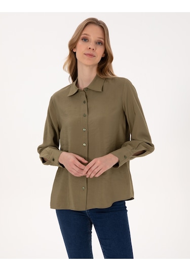 Pierre Cardin Kadın Haki Gömlek Desenli 50318219-vr027 Haki